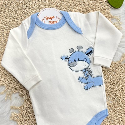  CONJ. DE MALHA 3 PEÇAS - Girafa Azul - Off White e Azul